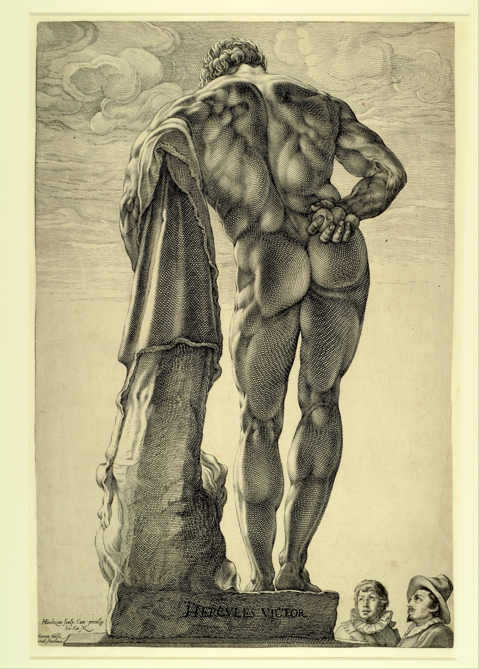 Hendrick Goltzius, L'Hercule Farnèse vu de face, gravure, 1591, Teylers Museum, Haarlem