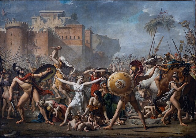 Les Sabines de Jacques-Louis David — Titus Tatius face à Romulus, les femmes sabines s'interposant